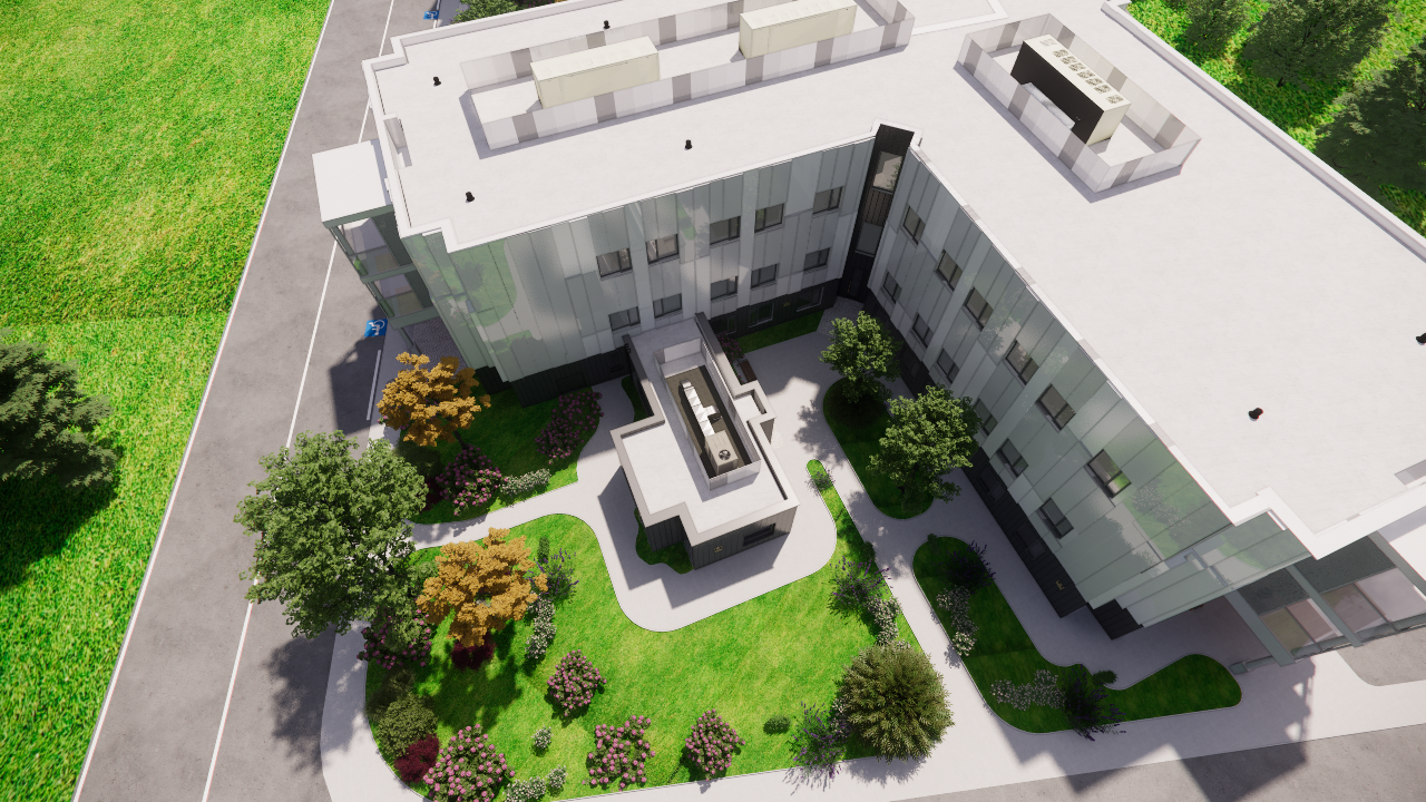 Garden courtyard and circulation paths